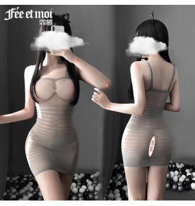 FEE ET MOI Sexy See Through Bodycon Dresses (Grey)